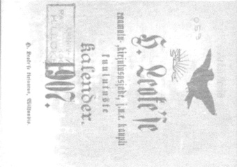 H. Leoke'se raamatu-, kirjutusasjade j.n.e. kaupluse kuulutuste kalender 1907