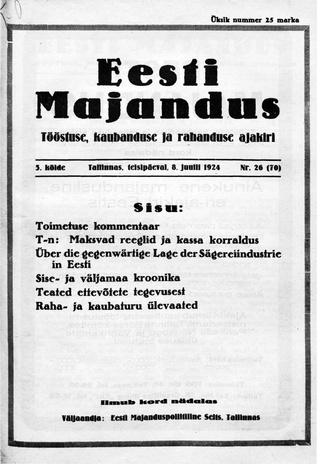 Eesti Majandus ; 26 1924-07-08