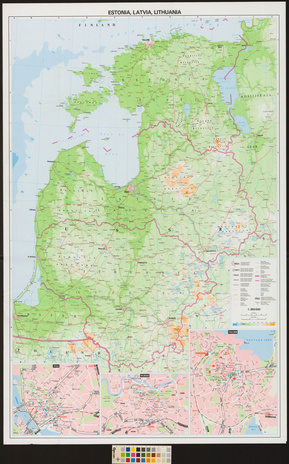 Lithuania, Estonia, Latvia 1:850000 : Tallinn, Riga, Vilnius : city map 
