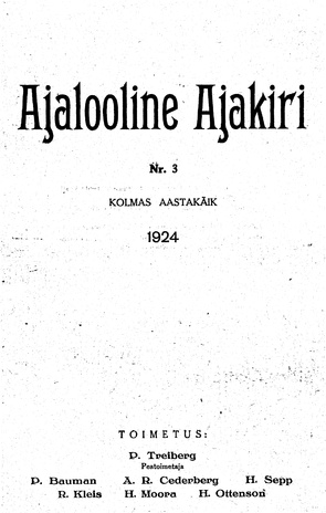 Ajalooline Ajakiri ; 3 1924