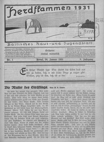 Herdflammen : Baltisches Haus- und Jugendblatt ; 1 1931-01-26