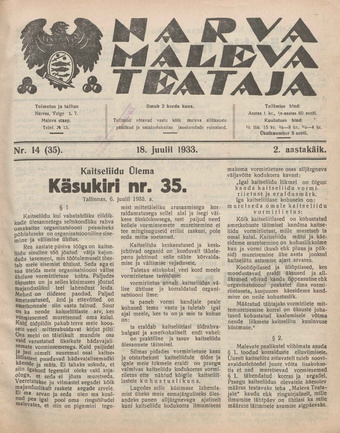 Narva Maleva Teataja ; 14 (35) 1933-07-18