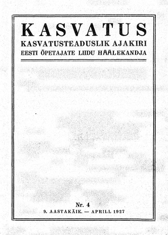 Kasvatus ; 4 1927-04