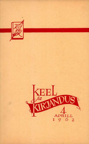 Keel ja Kirjandus ; 4 1962-04