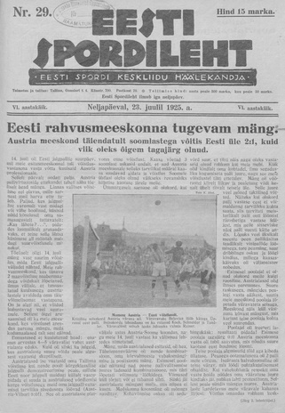 Eesti Spordileht ; 29 1925-07-23