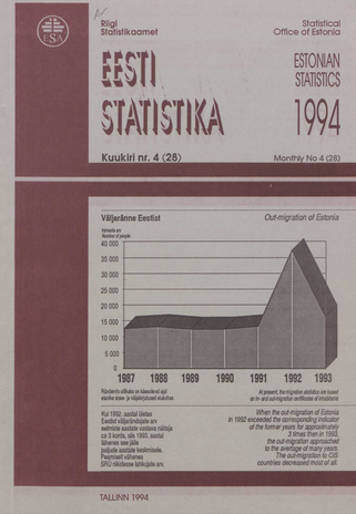 Eesti Statistika Kuukiri = Monthly Bulletin of Estonian Statistics ; 4(28) 1994-05
