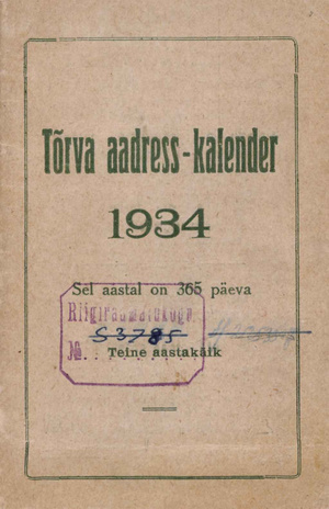 Tõrva aadress-kalender 1934