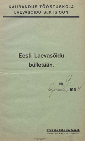 Eesti Laevasõidu Bülletään ; 9 1934-09