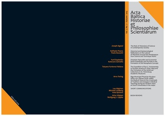 Acta Baltica historiae et philosophiae scientiarum ; 2/2014