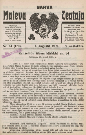 Narva Maleva Teataja ; 14  (179) 1939-08-01