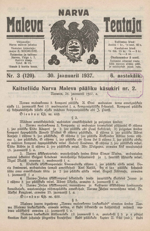 Narva Maleva Teataja ; 3 (120) 1937-01-30
