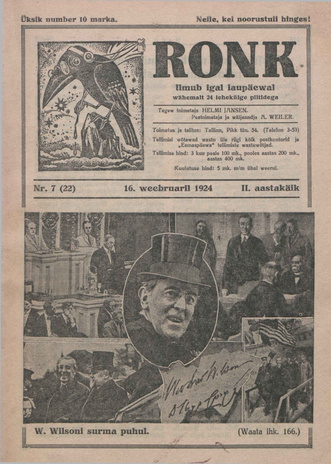 Ronk : perekonna ja noorsoo ajakiri ; 7 (22) 1924-02-16