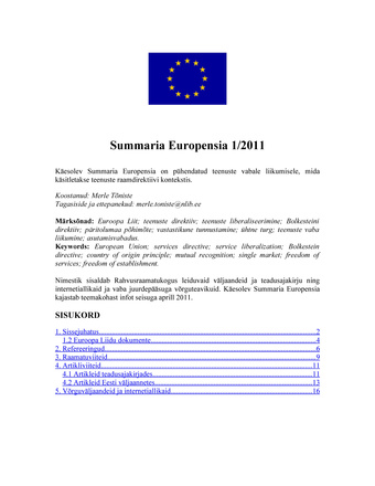Summaria Europensia : [referaatväljaanne] ; 1 2011