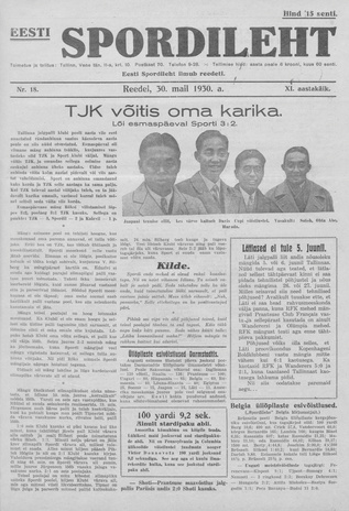 Eesti Spordileht ; 18 1930-05-30