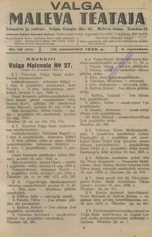 Valga Maleva Teataja ; 18 (212) 1938-11-16