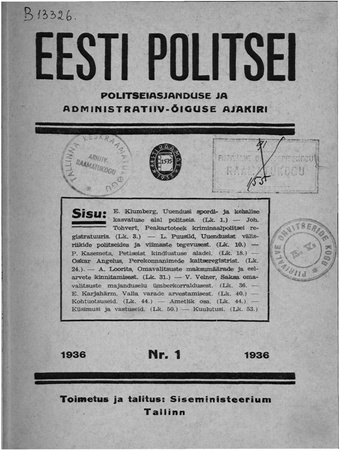 Eesti Politseileht ; 1 1936