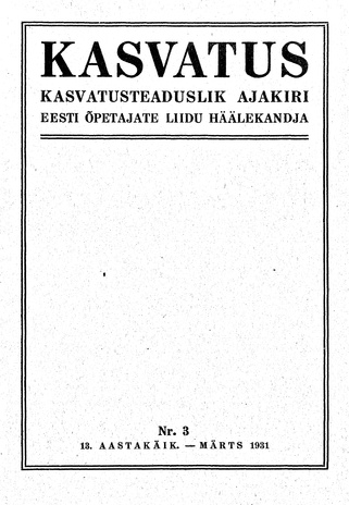 Kasvatus ; 3 1931-03
