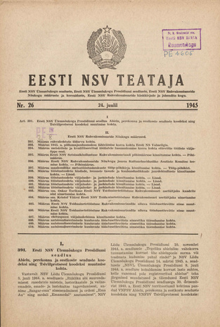 Eesti NSV Teataja ; 26 1945-07-24