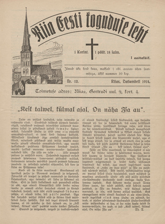 Riia Eesti koguduse leht ; 12 1914-12