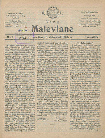 K. L. Viru Malevlane ; 1 1928-12-01