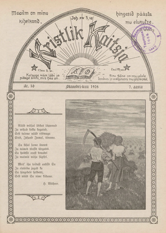 Kristlik Kaitsja : Eesti metodistide häälekandja ; 10 1926-10