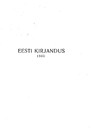 Eesti Kirjandus ; sisukord 1935