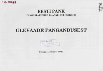 Ülevaade pangandusest ; 1998-12-31