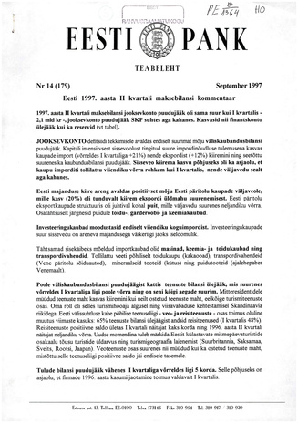 Eesti Pank : teabeleht ; 14 (179) 1997-09