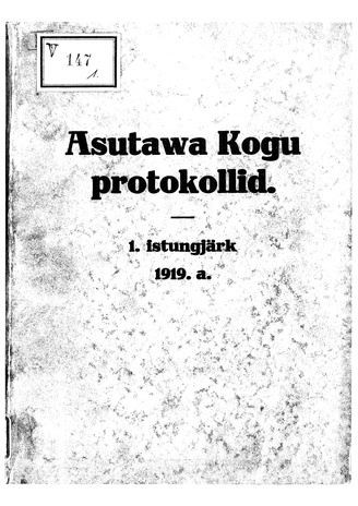 Asutawa Kogu protokollid 1919 : sisukord