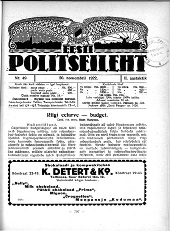 Eesti Politseileht ; 49 1922