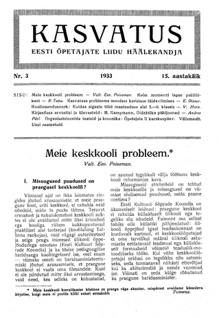 Kasvatus ; 3 1933-03