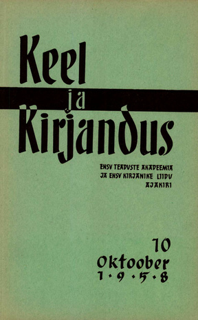 Keel ja Kirjandus ; 10 1958-10