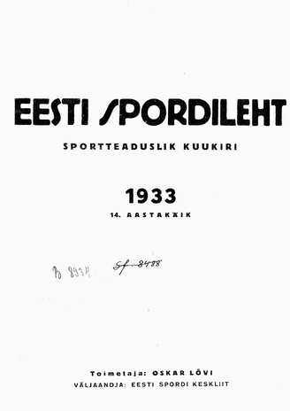 Eesti Spordileht ; 1 1933-01