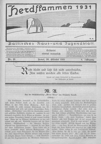 Herdflammen : Baltisches Haus- und Jugendblatt ; 10 1931-10-30