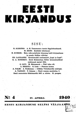 Eesti Kirjandus ; 4 1940