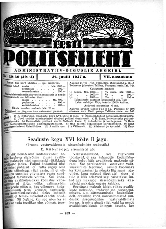 Eesti Politseileht ; 29-30 1927
