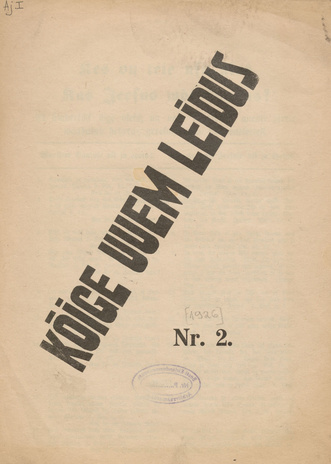 Kõige uuem leidus ; 2 1926