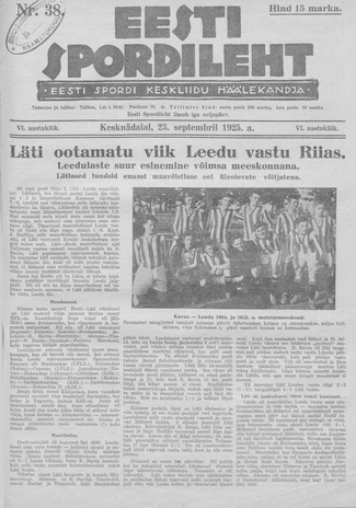 Eesti Spordileht ; 38 1925-09-23