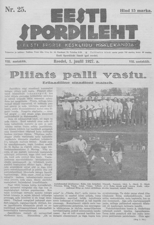 Eesti Spordileht ; 25 1927-07-01