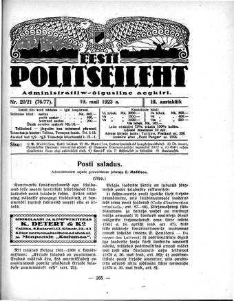 Eesti Politseileht ; 20-21 1923