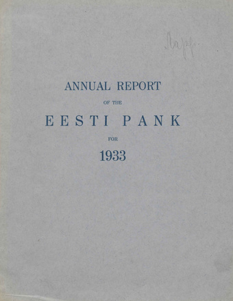 Annual report of the Eesti Pank [Bank of Estonia] ; 1933