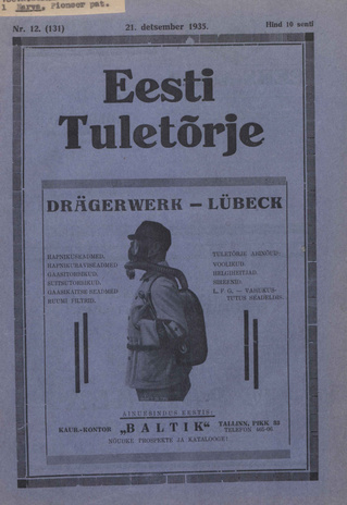 Eesti Tuletõrje : tuletõrje kuukiri ; 12 (131) 1935-12-21