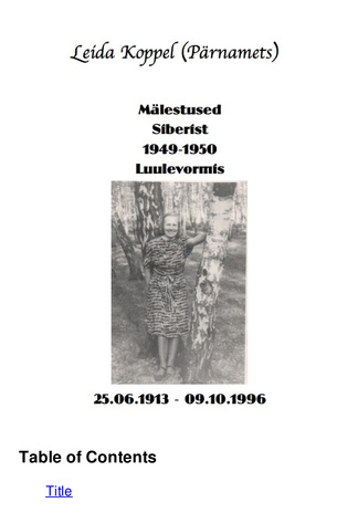 Mälestused Siberist 1949-1950, luulevormis 
