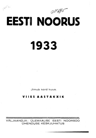 Eesti Noorus ; sisukord 1933