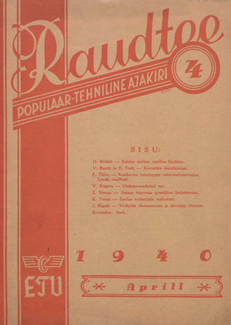 Raudtee : populaar-tehniline ajakiri ; 4 1940-04