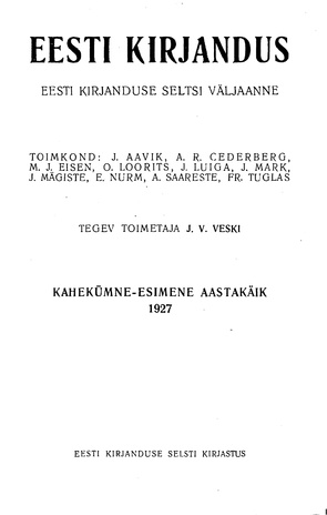 Eesti Kirjandus ; 5 1927