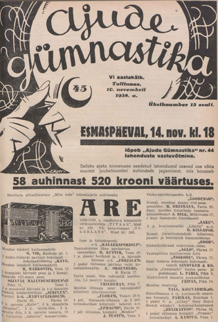 Ajude Gümnastika : ristsõnamõistatuste ajakiri ; 45 1938-11-10