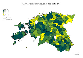 Lammaste arv omavalitsuste lõikes 2011