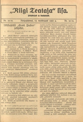 Riigi Teataja Lisa : seaduste alustel avaldatud teadaanded ; 23/24 1925-02-12