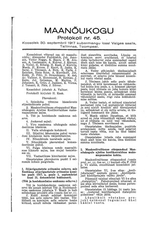 Maanõukogu protokoll nr.45 (30. september 1917)